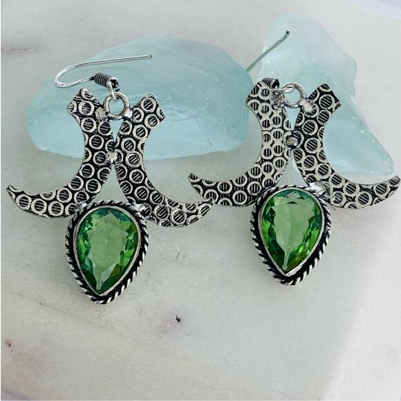 925 Sterling Peridot Dangle Earrings - Picture 1 of 5
